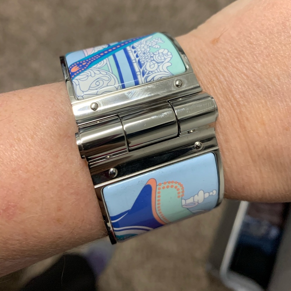 Hermès XL hinged enamel bracelet NWT